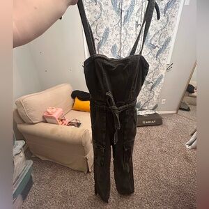 Free people Black Denim Jumpsuit with Straps